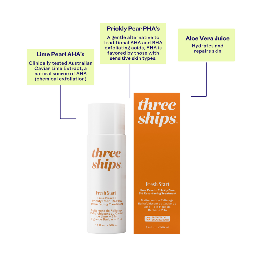 Three Ships-Fresh Start Lime Pearl + Prickly Pear 5% PHA Resurfacing Treatment-Skincare-628110639127_7_Benefits-The Detox Market | 