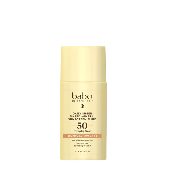 Babo Botanicals-SPF50 Daily Sheer Fluid Tinted Mineral Sunscreen-Sun Care-8063-front-The Detox Market | 