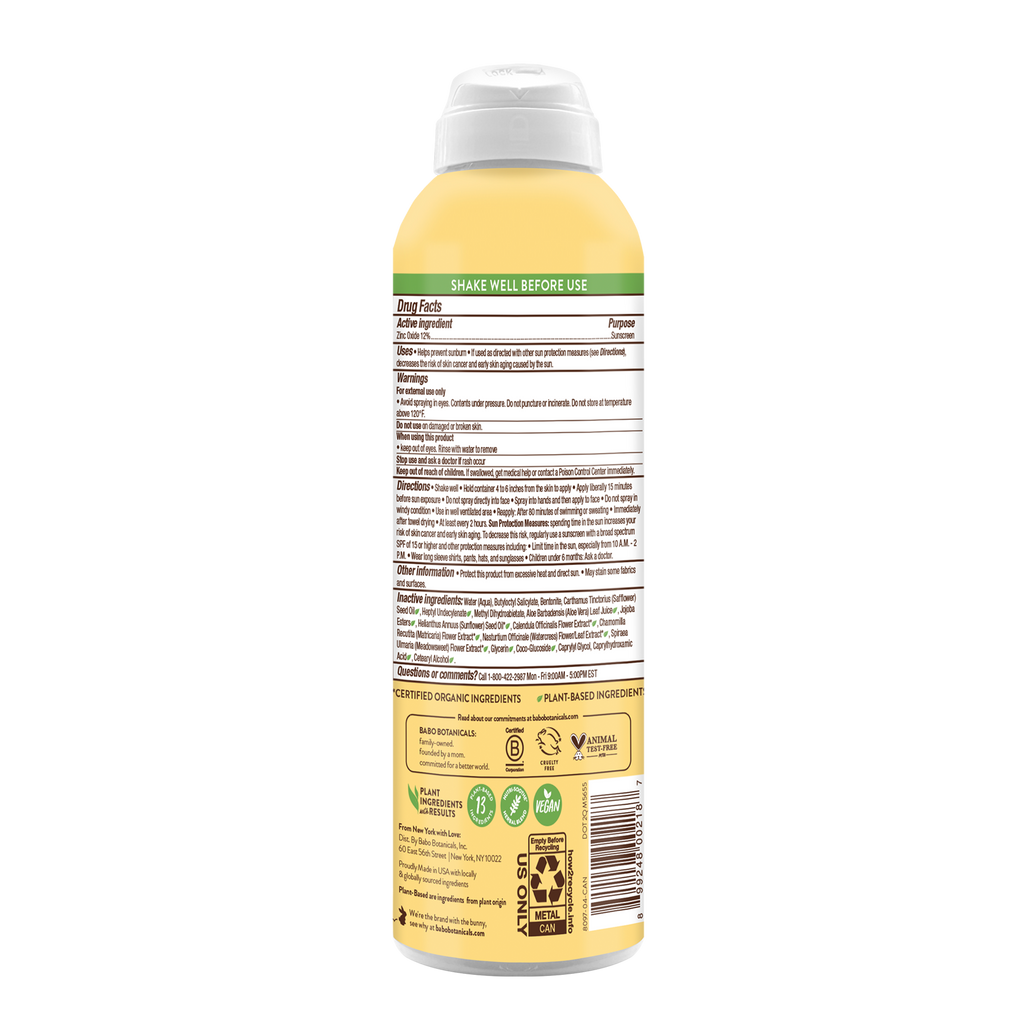 Babo Botanicals-SPF 30 Sheer Zinc Continuous Spray Sunscreen-Body-8097-back-The Detox Market | 