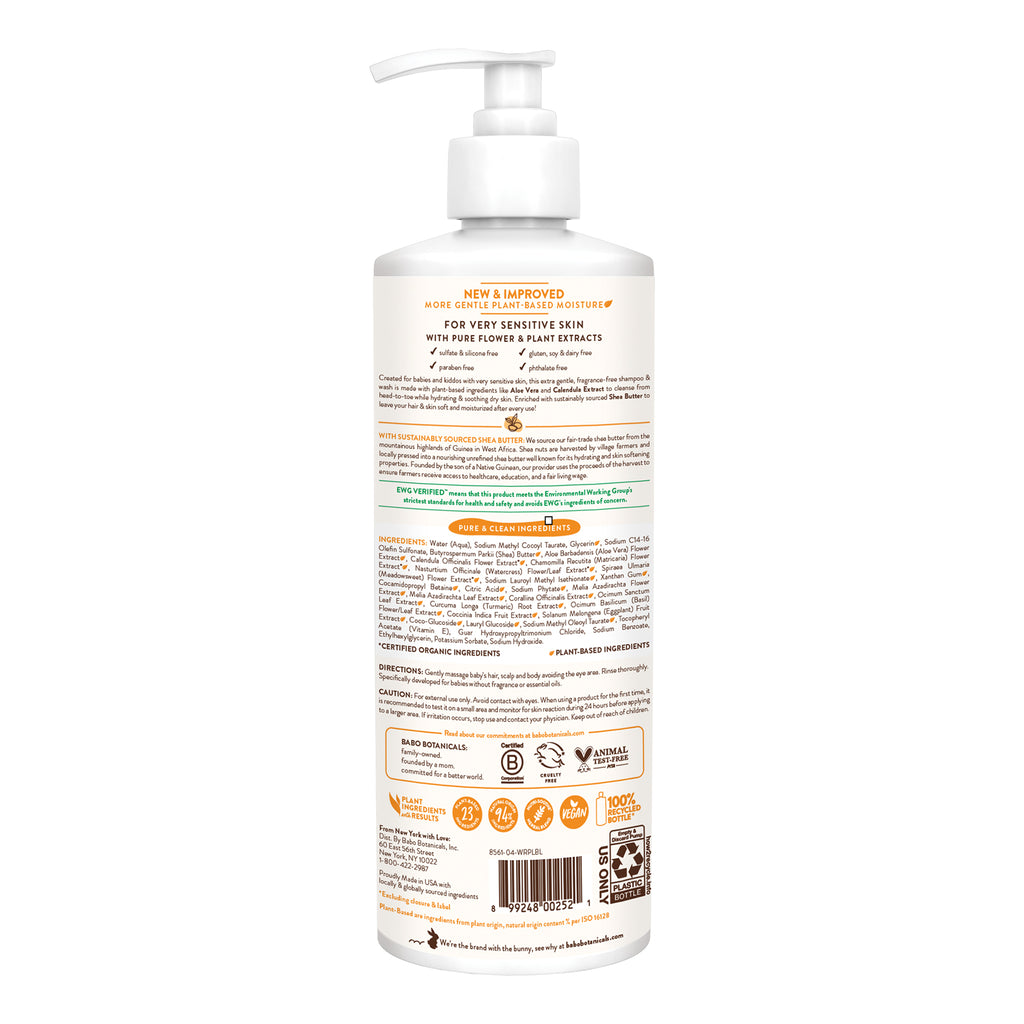Babo Botanicals-Sensitive Baby Fragrance Free Shampoo & Wash-Body-8561-back-The Detox Market | 