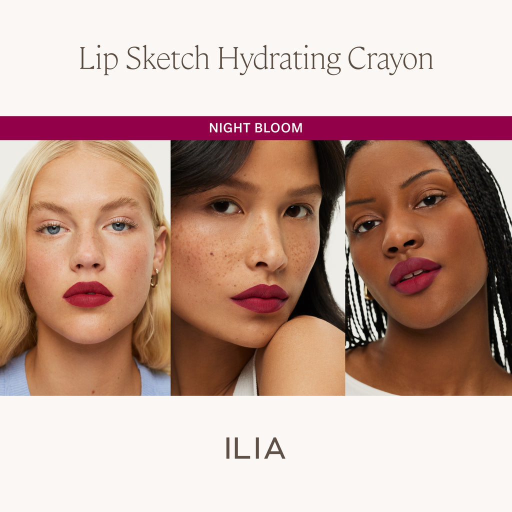 ILIA-Lip Sketch Hydrating Crayon-Makeup-ILIA_LIPSKETCH_PDP_SKINTONECOMPARISONGRID_NIGHTBLOOM_2000X2000_0ae541da-340e-4659-b08a-36db4e541c39-The Detox Market | Night Bloom - Deep Magenta